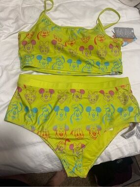 Disney Neon Yellow Mickey & Friends Two-Piece Bikini Set